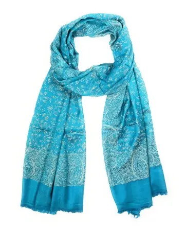 Dual Tone Reversible Self Jacquard Stole for Women - Blue 2