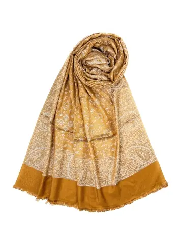Dual Tone Reversible Self Jacquard Stole for Women - Mustard 2