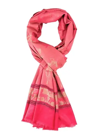 Dual Tone Reversible Self Jacquard Deer Pattern Scarf for... 2