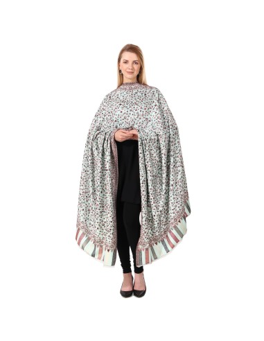 Elegant Pale Mint Green Jacquard Jamawar Zari Shawl | Made in India