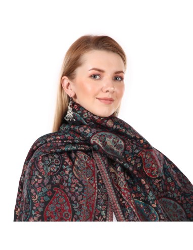 Elegant Black Jacquard Jamawar Zari Shawl | Made in India