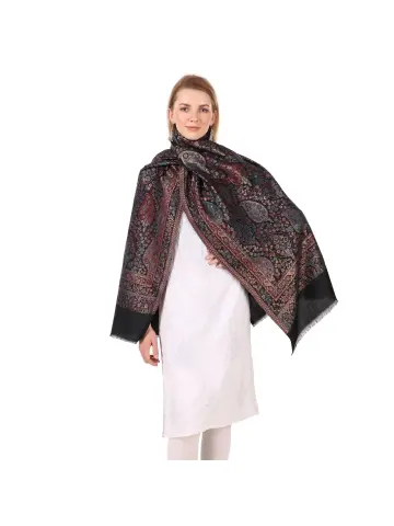 Elegant Black Jacquard Jamawar Zari Shawl | Made in India 2