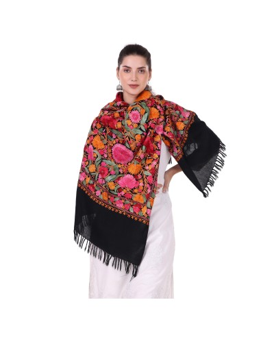 Exquisite Black Aari Embroidery Stole | Made in India