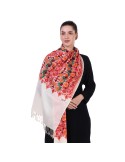 Whispering Ivory Aari Embroidery Stole - Handcrafted in India