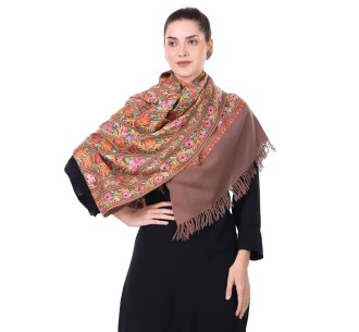 Mauve Symphony Aari Embroidery Stole - Handcrafted in India