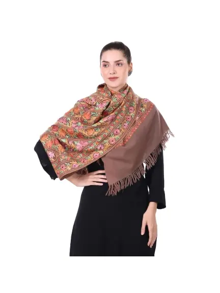 Mauve Symphony Aari Embroidery Stole - Handcrafted in India