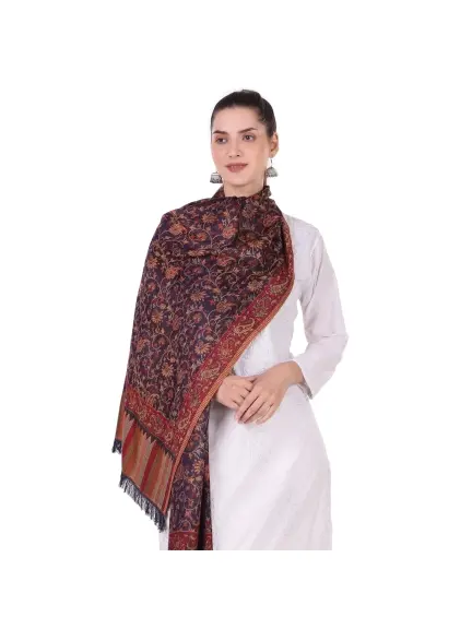Velvet Plum Jacquard All Over Reversible Modal Silk Stole