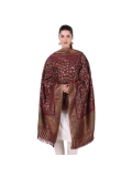Kani Work Wool Zari Stole/Scarf - Enchanting Mulberry Jacquard Design