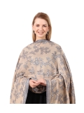 Elegant Pale Beige Jacquard Jamawar Zari Shawl | Made in India
