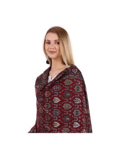 Exquisite Maroon Jacquard Jamawar Zari Shawl | Made in India