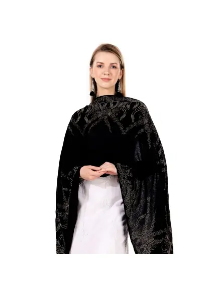 Handcrafted Swarovski Crystal Merino Wool Stole